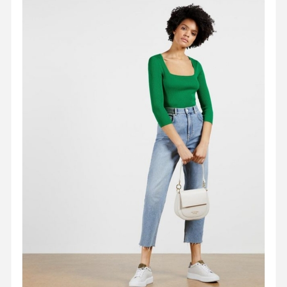 Ted Baker Green Rib Square Neck Top Medium - Picture 4 of 11